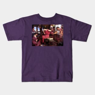 Penelope and her Suitors - John WIlliam Waterhouse Kids T-Shirt